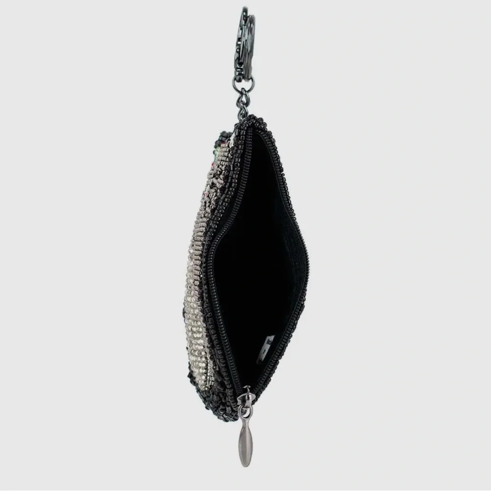 Mary Frances Accessories Pounce Hand Made Beaded Key Fob Card Holder Coin Purse